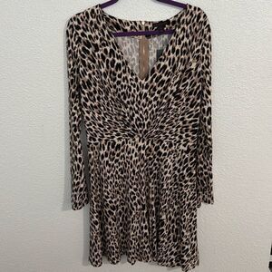 NWT- Material Girl- leopard print a line fit and flare dress-Size xL